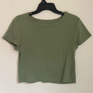 American Eagle Large Olive Green Baby Tee